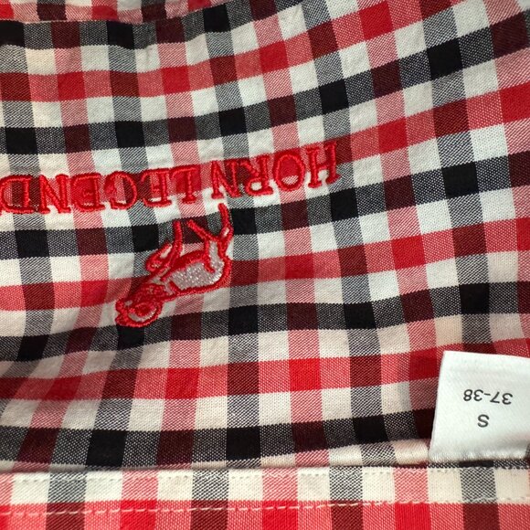 NC State “Horn Legend” Gingham Button-Down Shirt Men’s Small – Red Black White - Picture 3 of 7
